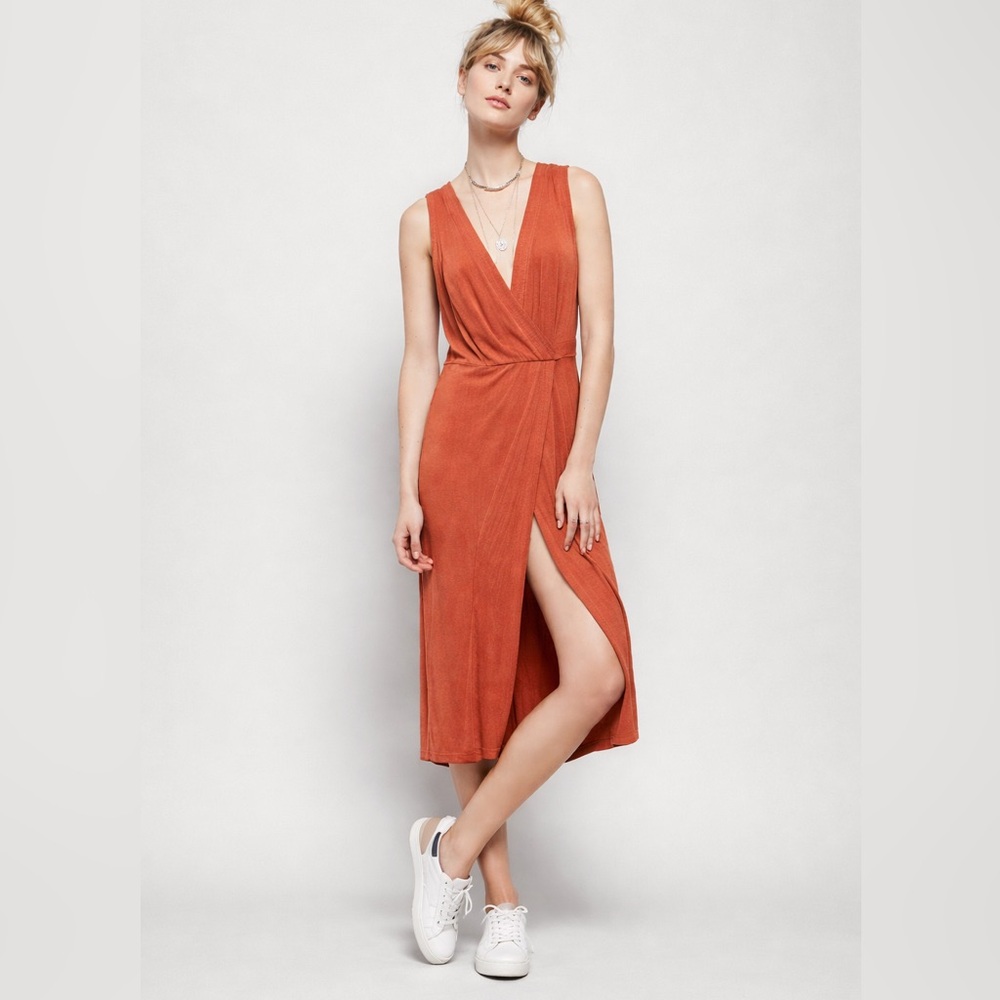 FREE PEOPLE RISING SUN SLEEVELESS FRONT SPLIT V-NECK DRESS OR SWIM COVERUP XS
